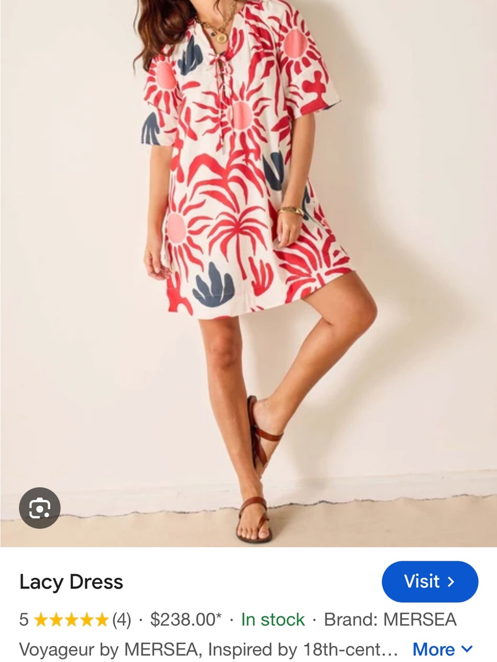 MERSEA Pink & Navy Printed Short-Sleeve Mini Dress